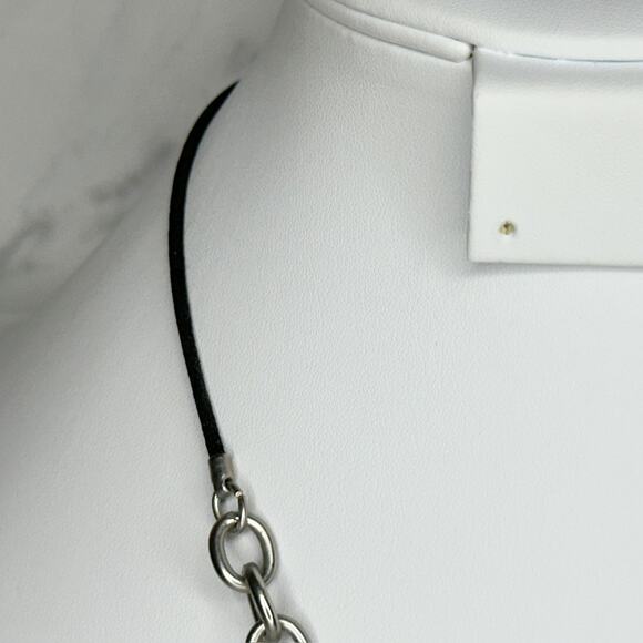 Chico's Rhinestone Love Pendant Silver Tone Necklace ✨ - Picture 4 of 9